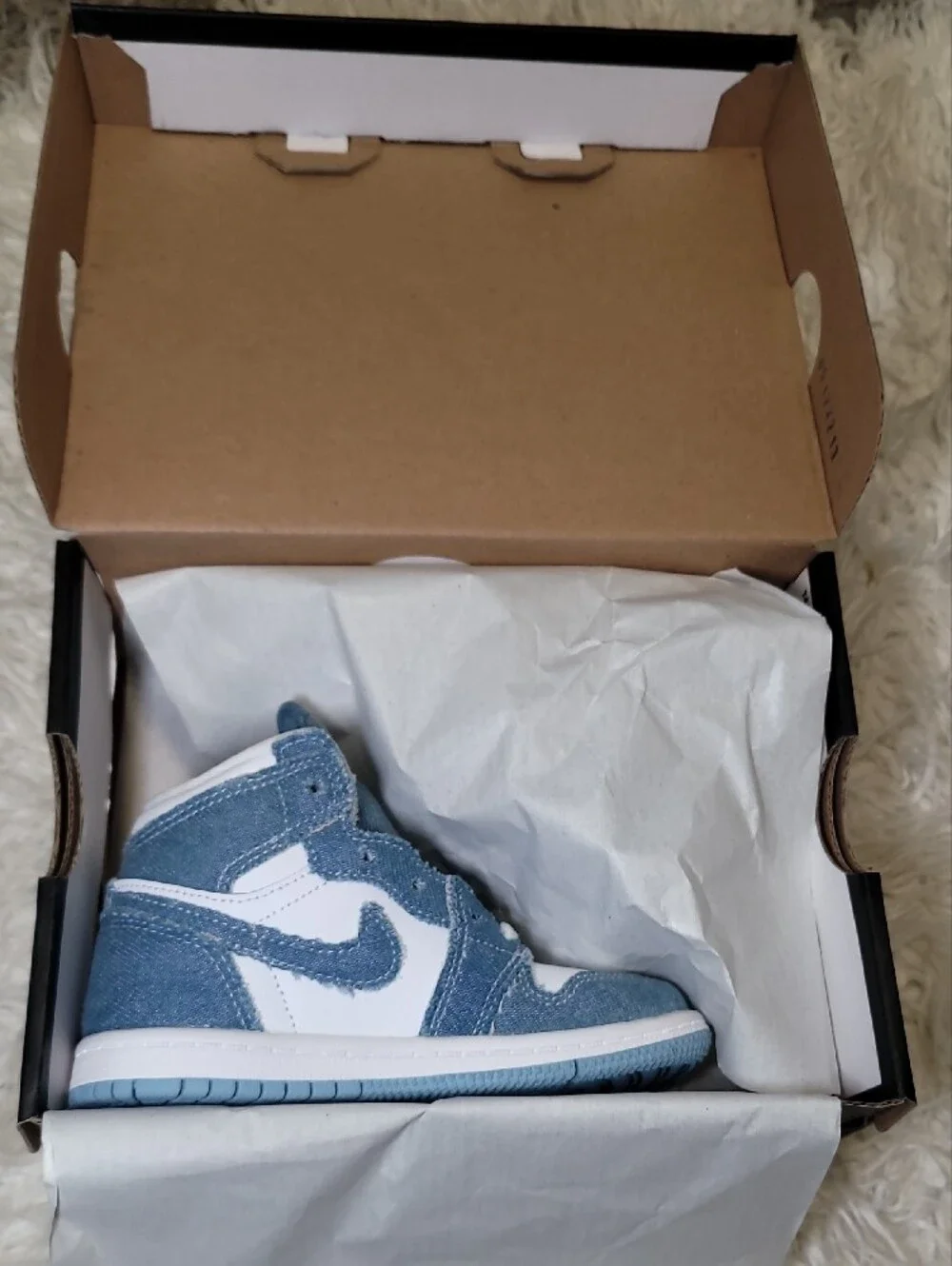 Jordan Kids Blue and White High-Top Sneakers
